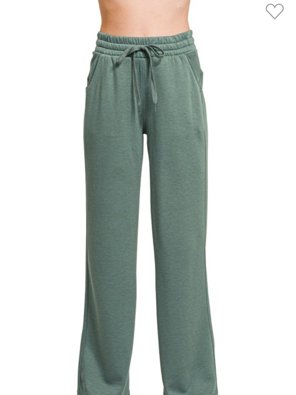Zenana Outfitters Sage Green Wide-Leg Track Pants